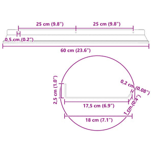 Schwebendes Regal Schwarz 60cm Stahl