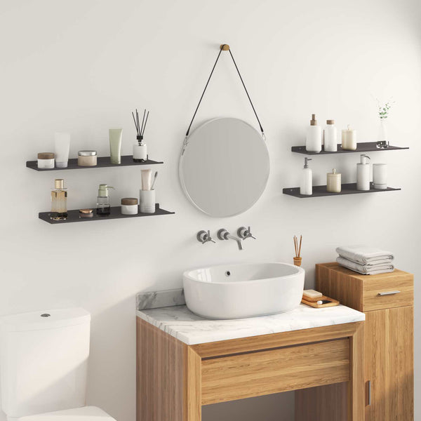 Schwebendes Regal, 4er Set, Schwarz, 60cm