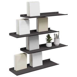 Schwebendes Regal, 4er Set, Schwarz, 60cm