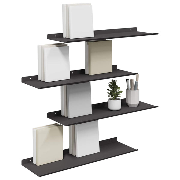 Schwebendes Regal, 4er Set, Schwarz, 60cm