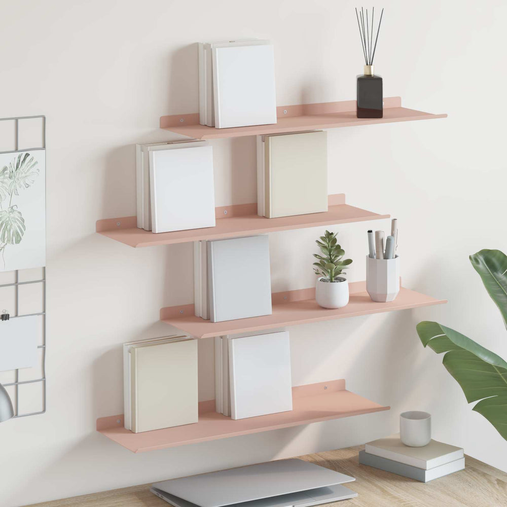 vidaXL Étagère murale 4 pcs rose 60 x 18 x 2,5 cm Acier