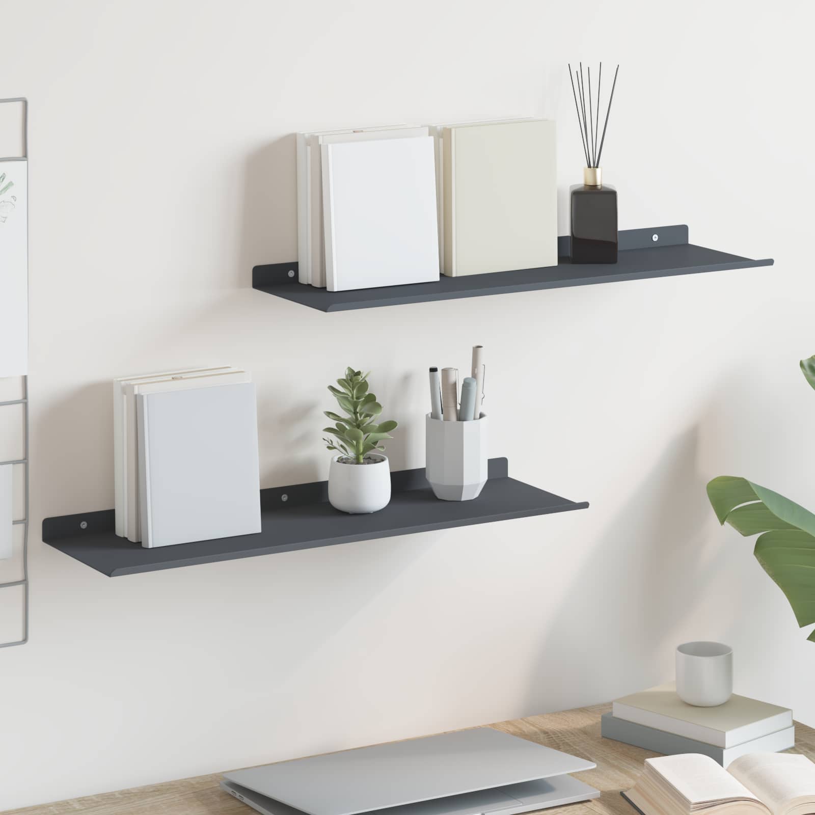 Schwebendes Regal Anthrazit 60cm, 2er-Set