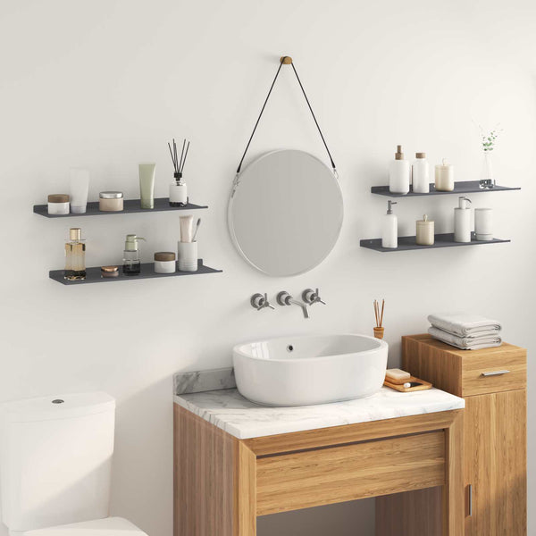 Schwebendes Regal Anthrazit, 4er-Set