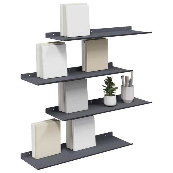 Schwebendes Regal Anthrazit, 4er-Set