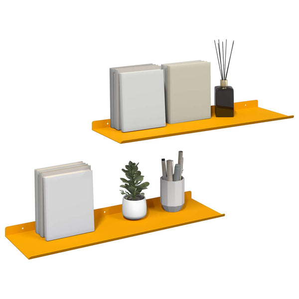 Schwebendes Regal Senfgelb 60cm, 2er Set