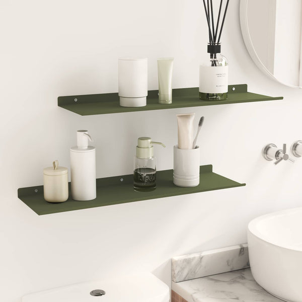 Schwebendes Regal Olive Grün 60cm 2er Set