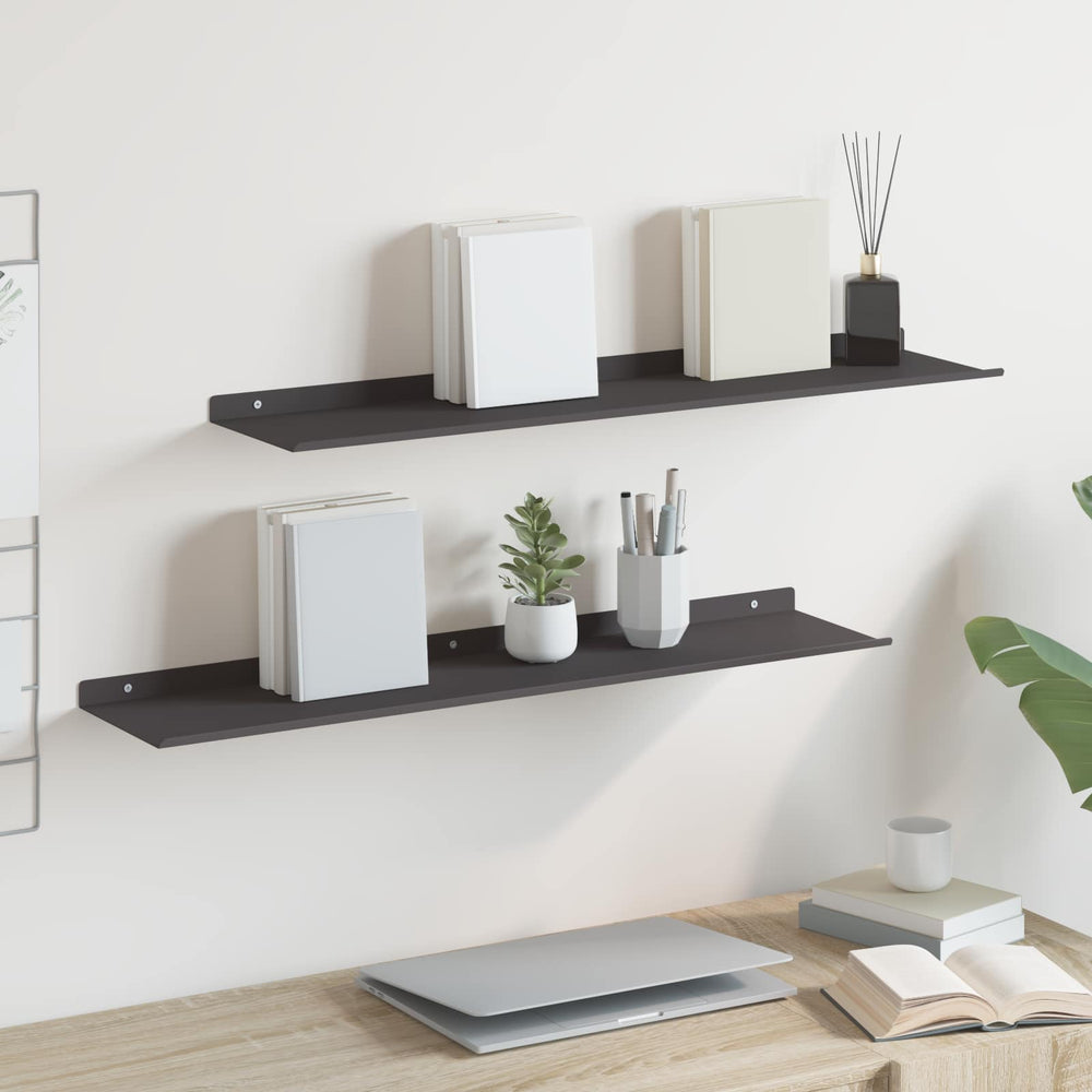 vidaXL Étagère flottante 2 pcs Noir 80 x 18 x 2,5 cm Acier
