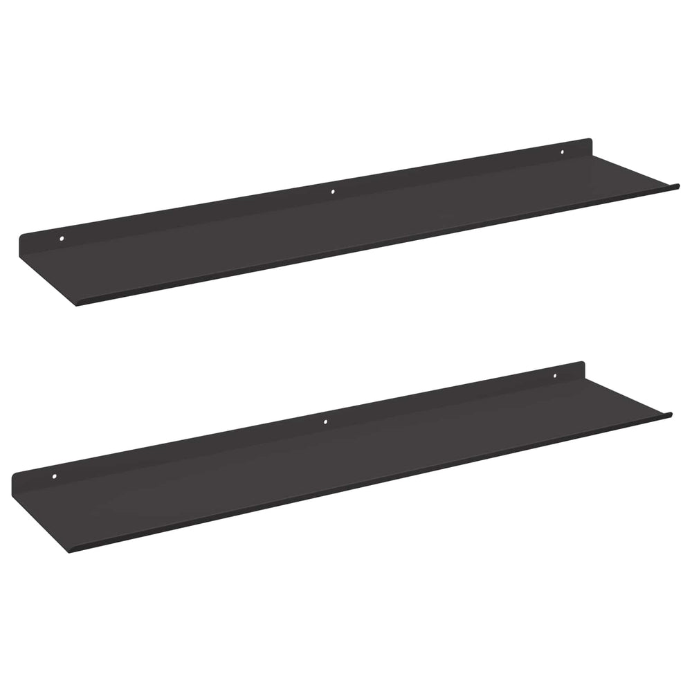 vidaXL Étagère flottante 2 pcs Noir 80 x 18 x 2,5 cm Acier