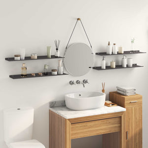 Schwebendes Regal Schwarz 80 cm, 4er-Set