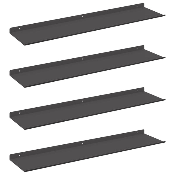 Schwebendes Regal Schwarz 80 cm, 4er-Set