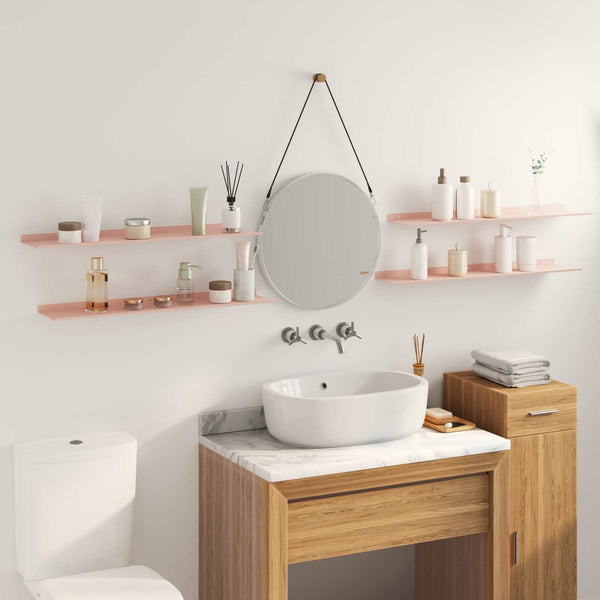 Schwebendes Regal 4er Set Rosa Stahl
