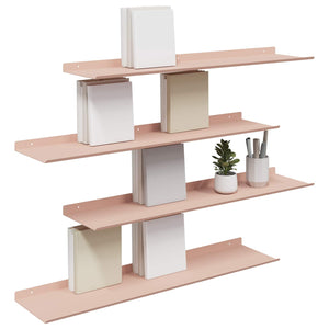 Schwebendes Regal 4er Set Rosa Stahl