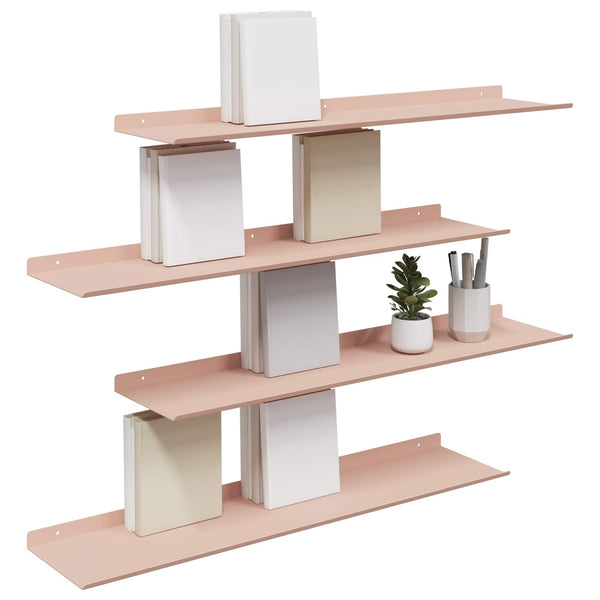 Schwebendes Regal 4er Set Rosa Stahl