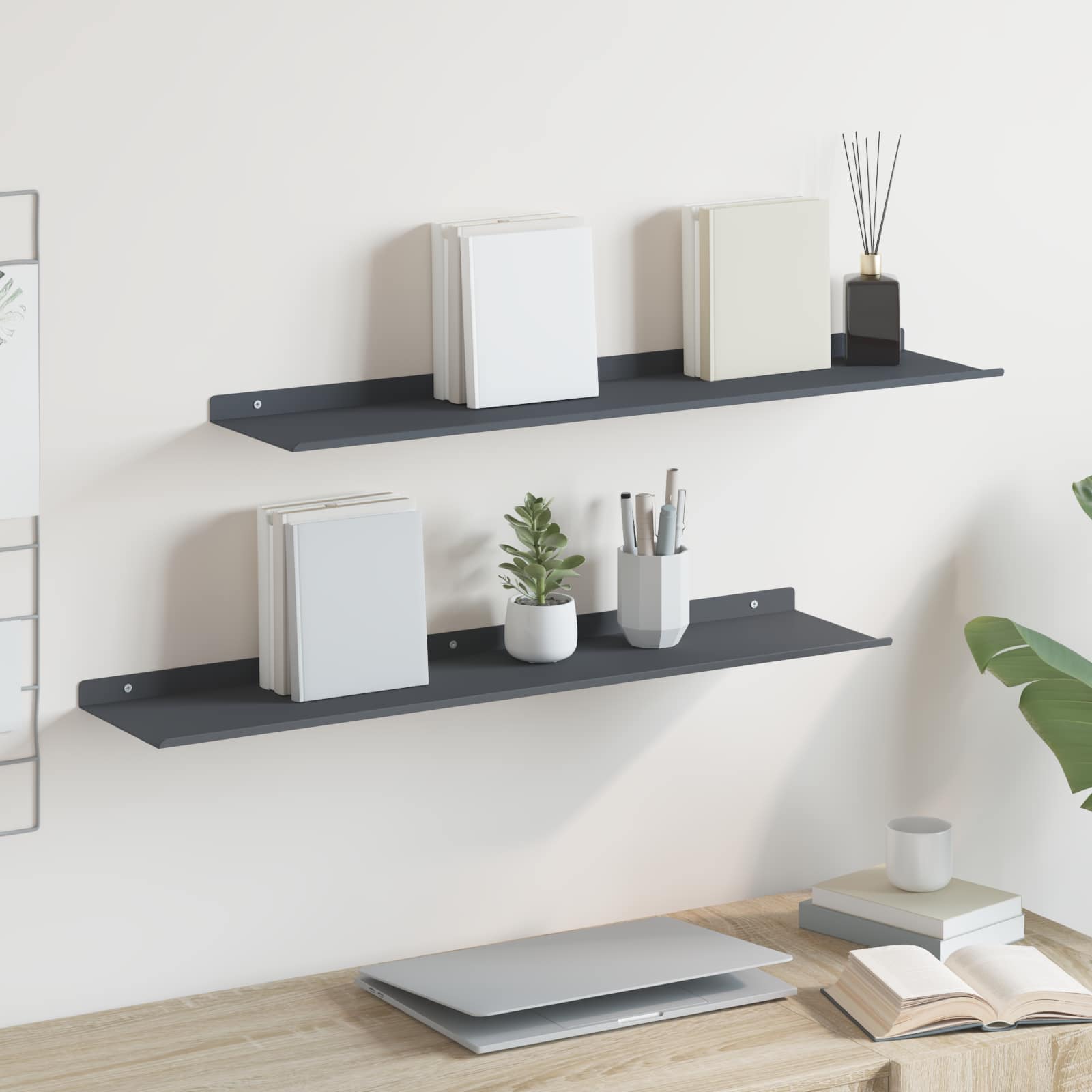 Schwebendes Regal Anthrazit 80cm 2er-Set
