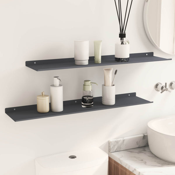 Schwebendes Regal Anthrazit 80cm 2er-Set