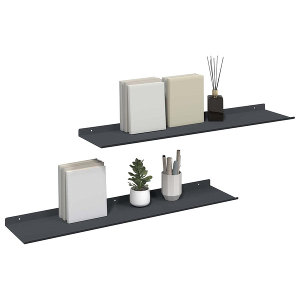 Schwebendes Regal Anthrazit 80cm 2er-Set