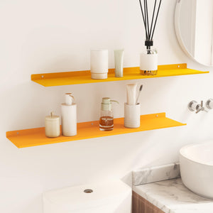 Schwebendes Regal Senfgelb 80cm, 2er-Set