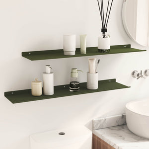 Schwebendes Regal Olive Grün 80cm 2er-Set