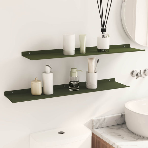 Schwebendes Regal Olive Grün 80cm 2er-Set