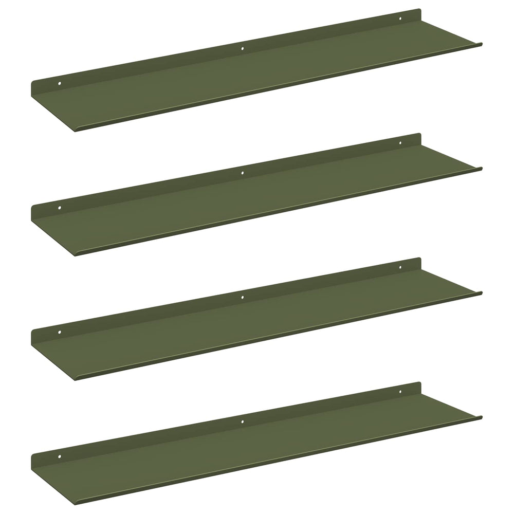 vidaXL Étagère flottante 4 pcs Vert olive 80 x 18 x 2,5 cm Acier