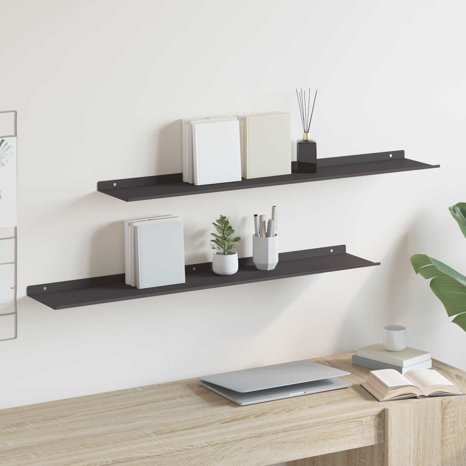 Schwebendes Regal Schwarz 100 cm, 2er-Set