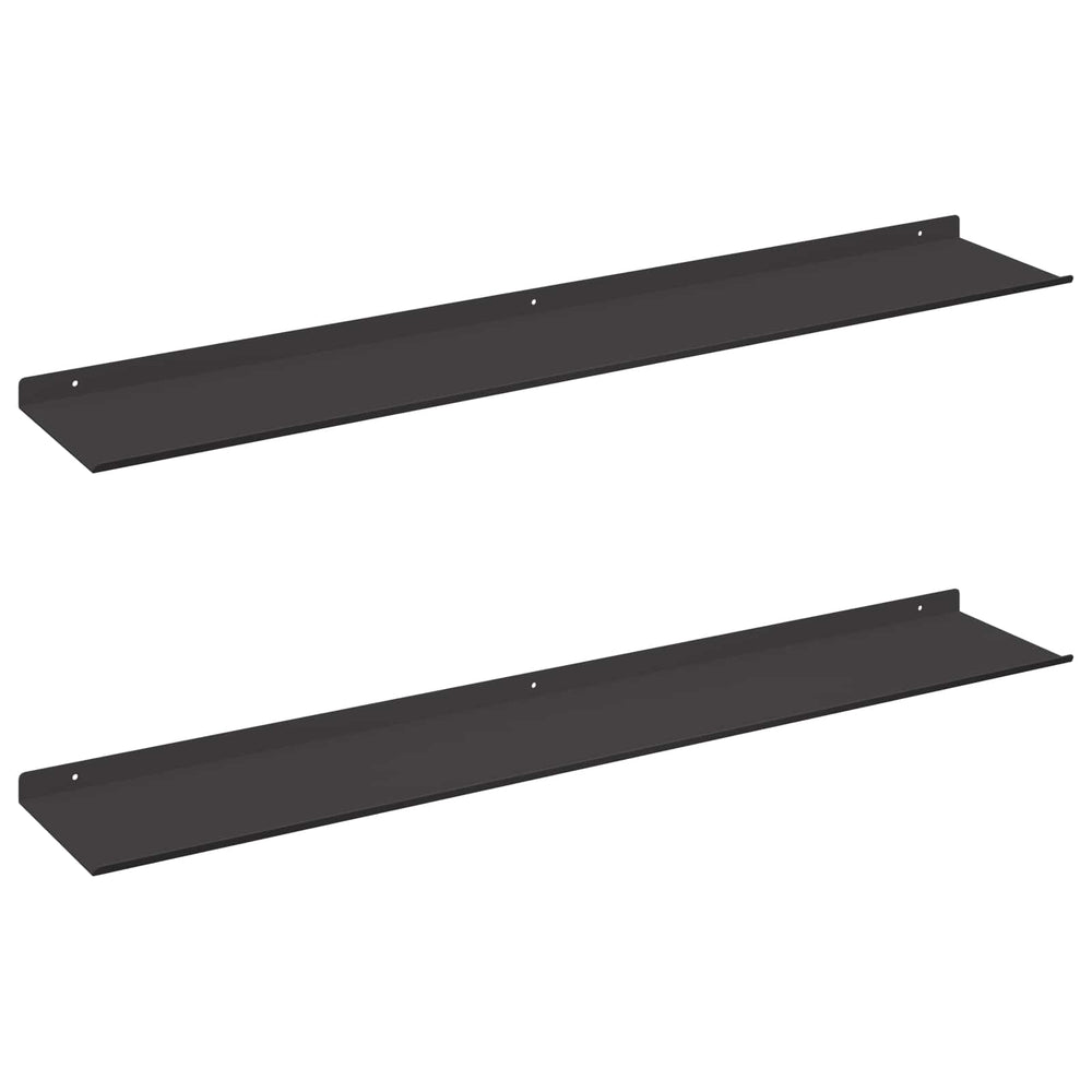 vidaXL Étagère flottante 2 pcs Noir 100 x 18 x 2,5 cm Acier