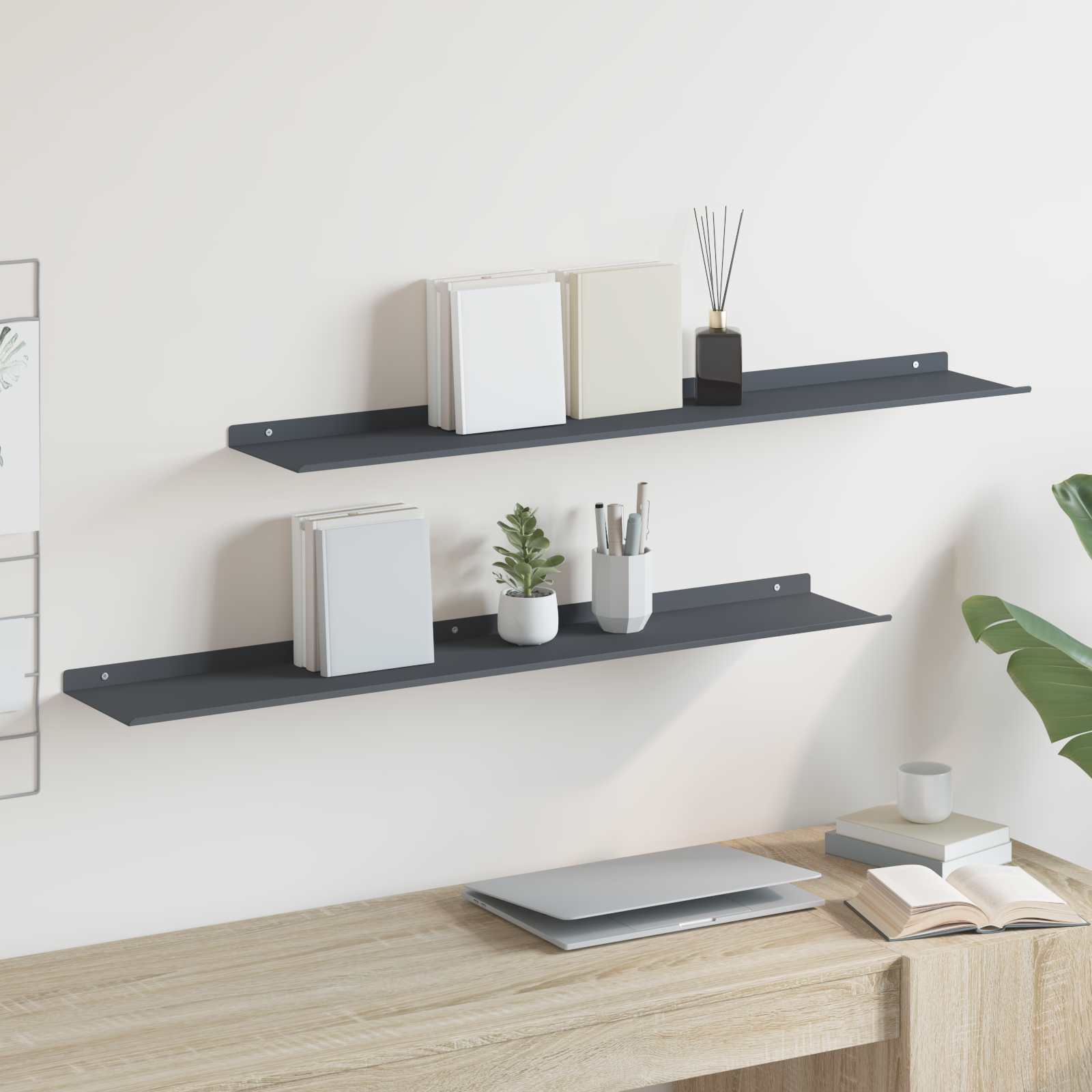 Schwebendes Regal Anthrazit 100cm 2er-Set