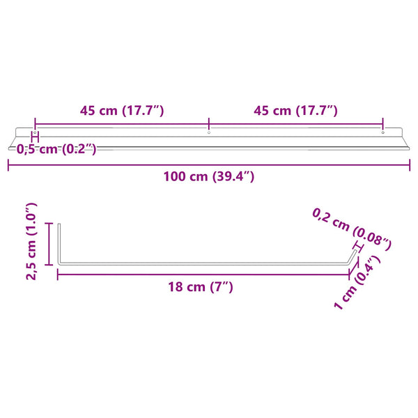 Schwebendes Regal Senfgelb, 2er-Set
