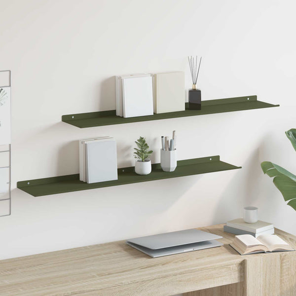 Schwebendes Regal Olive Grün 100cm, 2er Set
