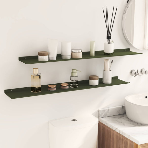 Schwebendes Regal Olive Grün 100cm, 2er Set