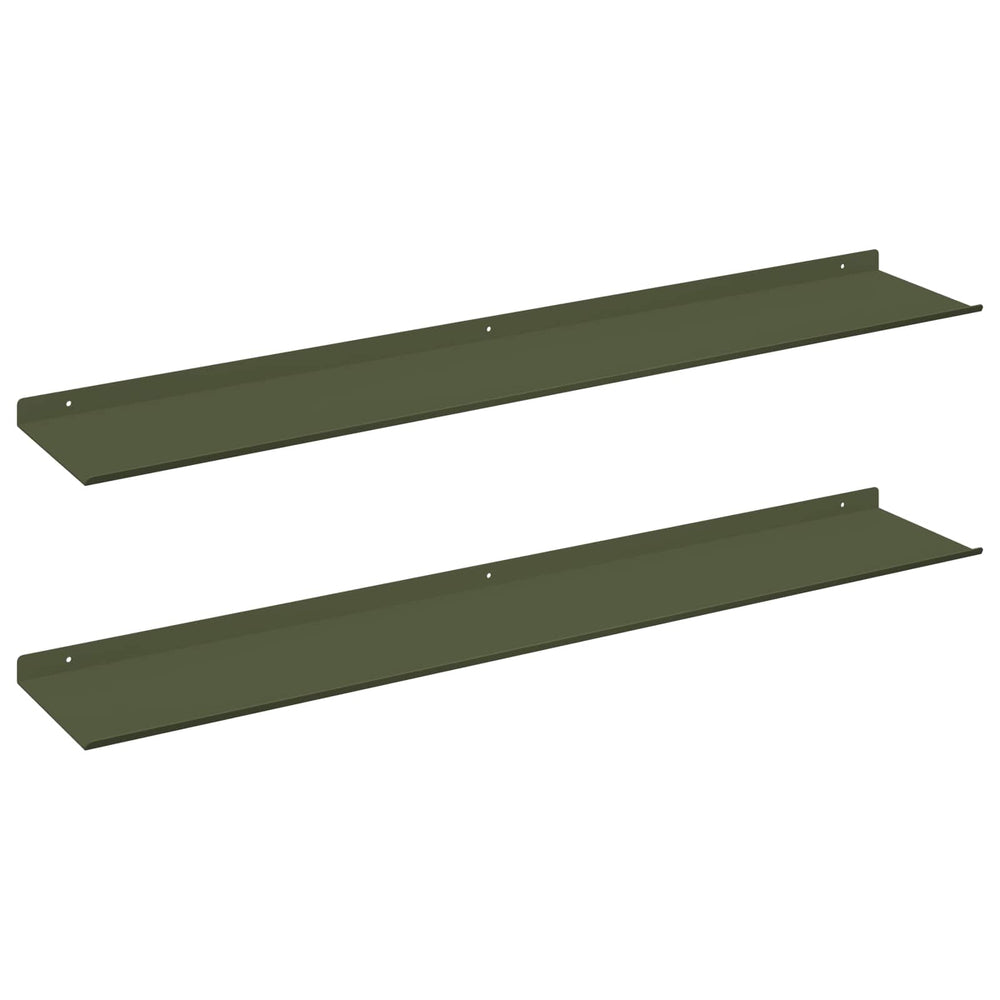 vidaXL Étagère murale flottante 2 pcs Vert olive 100 x 18 x 2,5 cm Acier