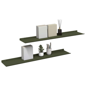 Schwebendes Regal Olive Grün 100cm, 2er Set