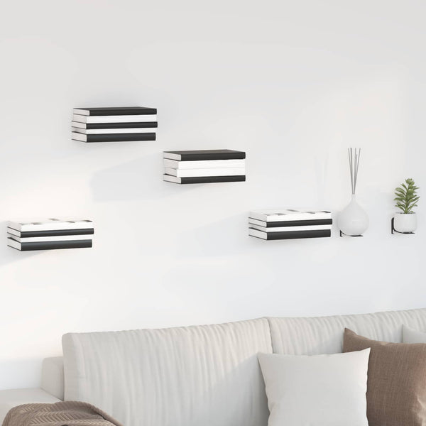 Unsichtbares schwebendes Regal, 4er-Set, Schwarz