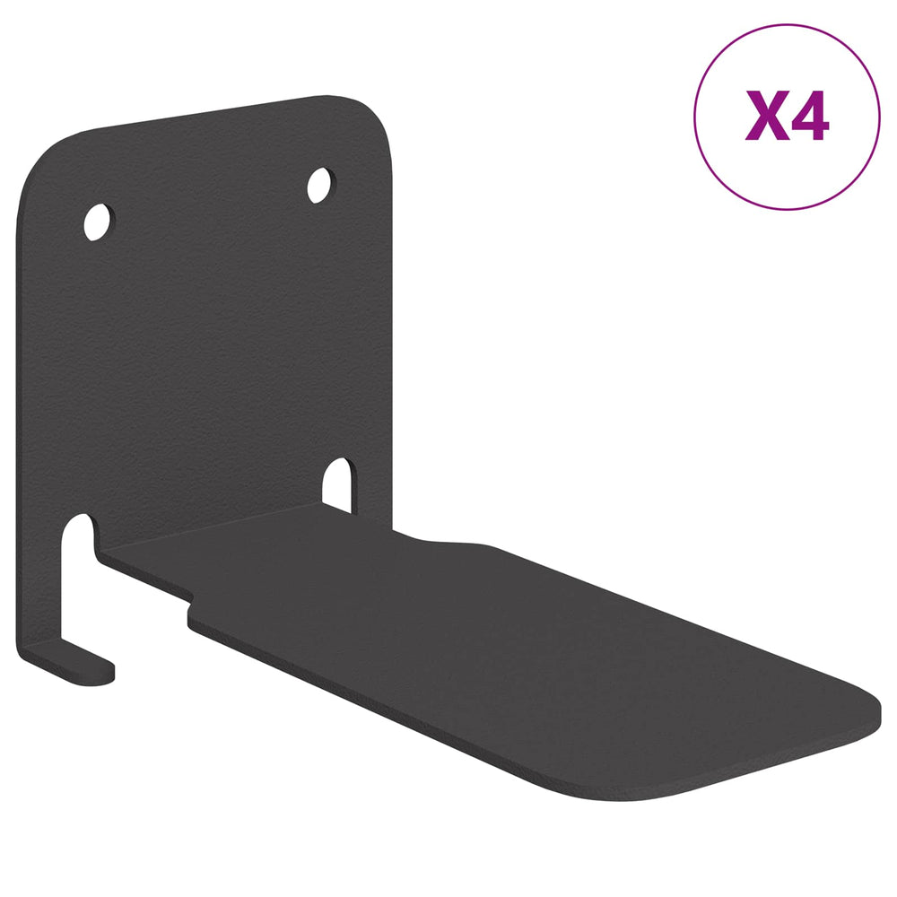 vidaXL Étagère flottante invisible 4 pcs Noir 6 x 11 x 6,5 cm
