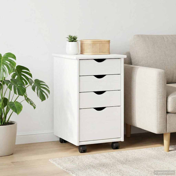 Rollschrank Weiß Kiefer Massivholz 34x39x56cm