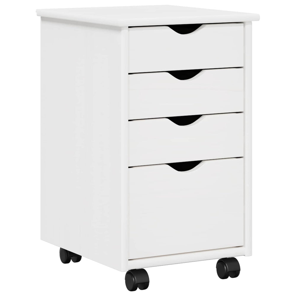 vidaXL Rolling Cabinet with Wheels White 34 x 39 x 56 cm Solid Pine Wood