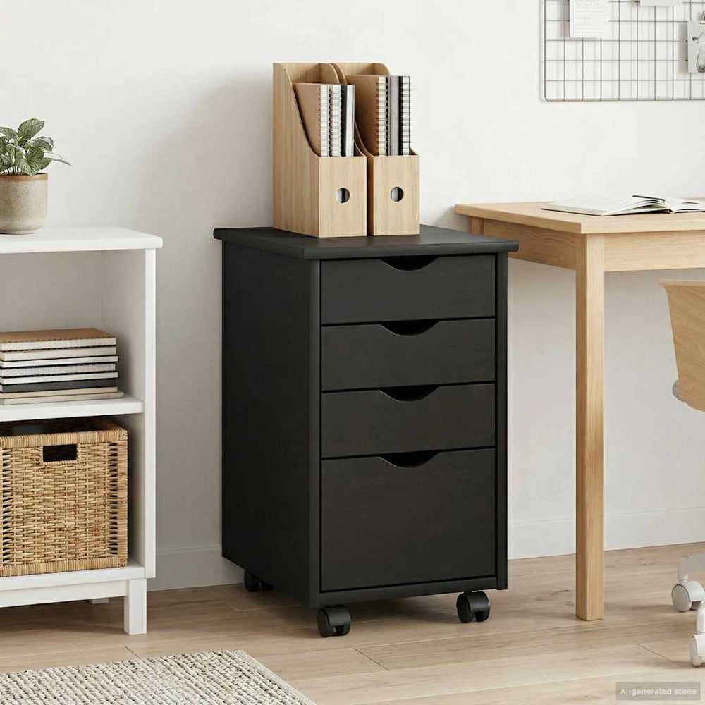 vidaXL Rolling Cabinet with Wheels Grey 34 x 39 x 56 cm Solid Pine Wood