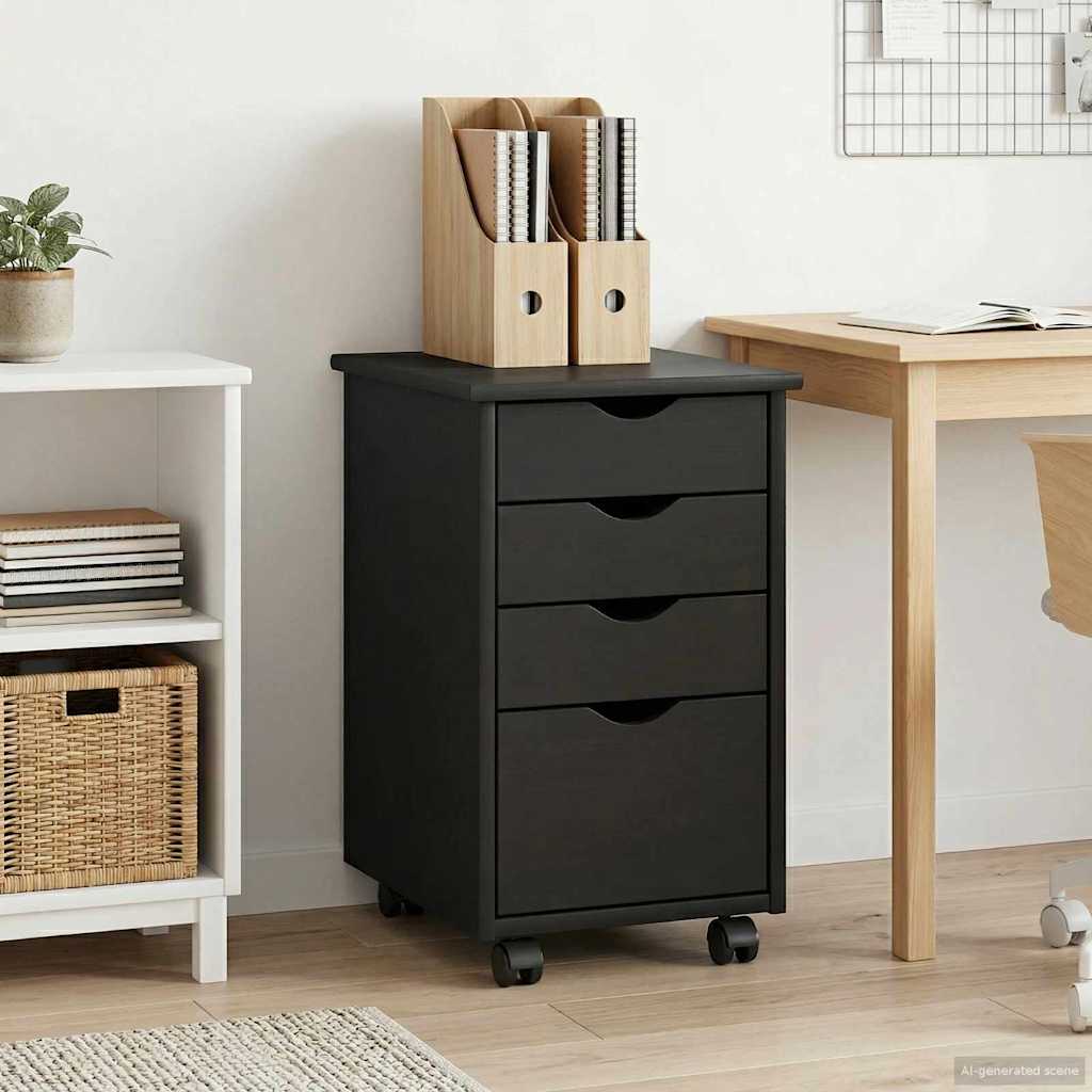 vidaXL Meuble bas à roulettes gris 34 x 39 x 56 cm Pin massif