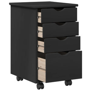 Rollschrank Schwarz Kiefer Massivholz