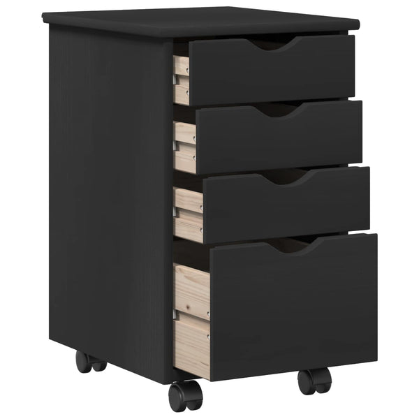 Rollschrank Schwarz Kiefer Massivholz