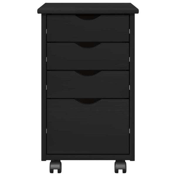 Rollschrank Schwarz Kiefer Massivholz