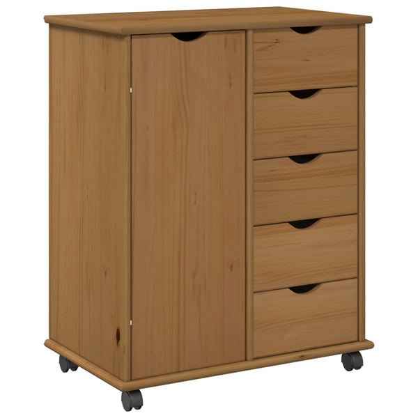 vidaXL Meuble à roulettes marron miel 63,5 x 39 x 79 cm Bois de pin massif
