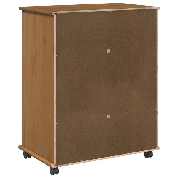 vidaXL Meuble à roulettes marron miel 63,5 x 39 x 79 cm Bois de pin massif