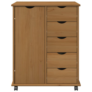 vidaXL Meuble à roulettes marron miel 63,5 x 39 x 79 cm Bois de pin massif