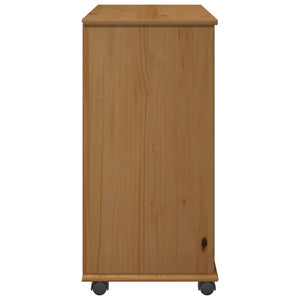 vidaXL Meuble à roulettes marron miel 63,5 x 39 x 79 cm Bois de pin massif