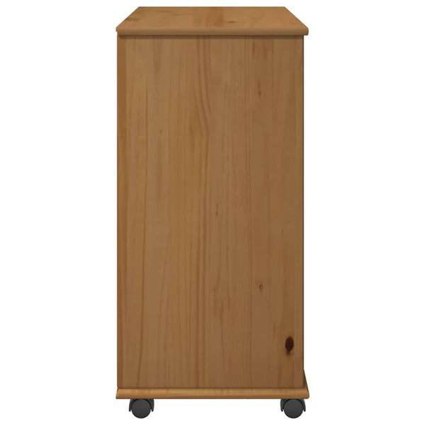 vidaXL Meuble à roulettes marron miel 63,5 x 39 x 79 cm Bois de pin massif