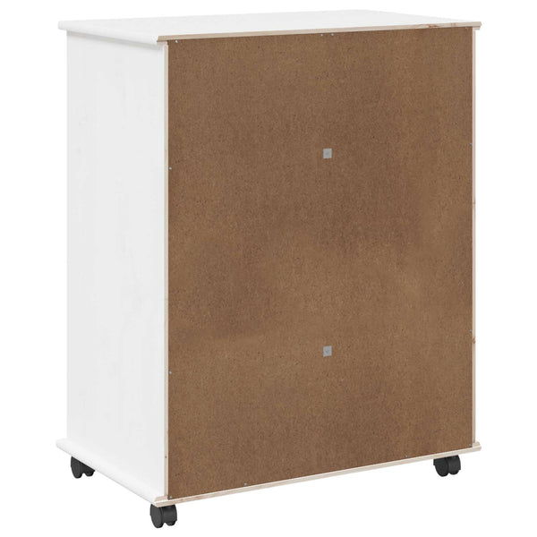 vidaXL Meuble de Rangement à Roulettes Blanc 63,5 x 39 x 79 cm Bois de Pin Massif