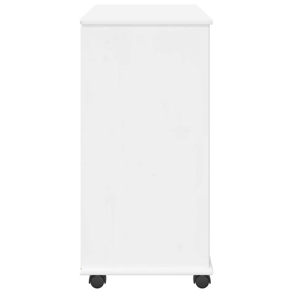 vidaXL Meuble de Rangement à Roulettes Blanc 63,5 x 39 x 79 cm Bois de Pin Massif