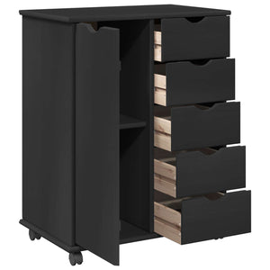 Rollschrank Schwarz Kiefer Massivholz