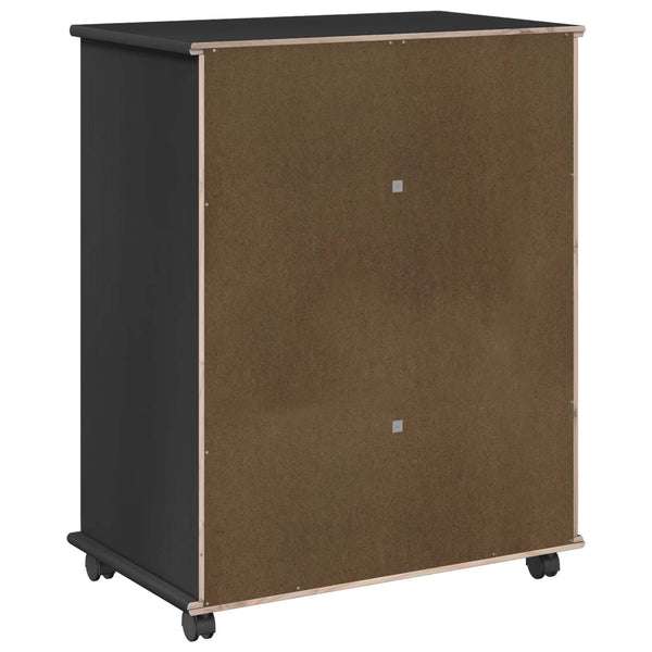 Rollschrank Schwarz Kiefer Massivholz